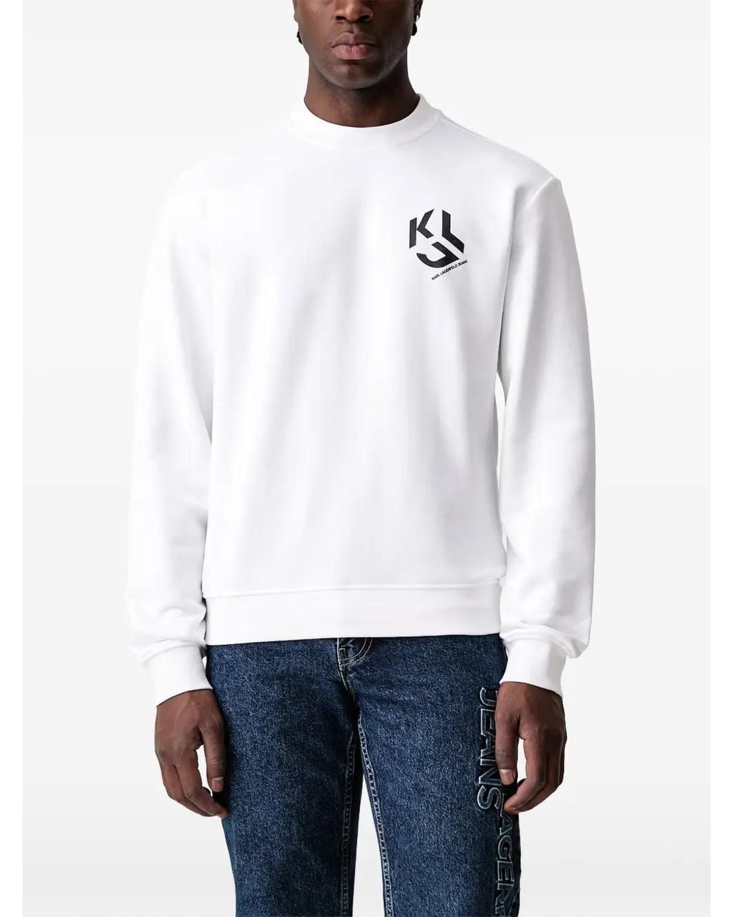 Karl Lagerfeld White Logo-Print Sweatshirt for men