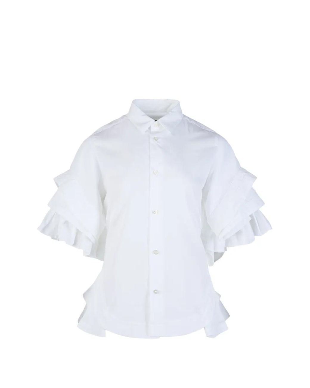 Noir Kei Ninomiya White Ruffled Tiered-Sleeve Shirt