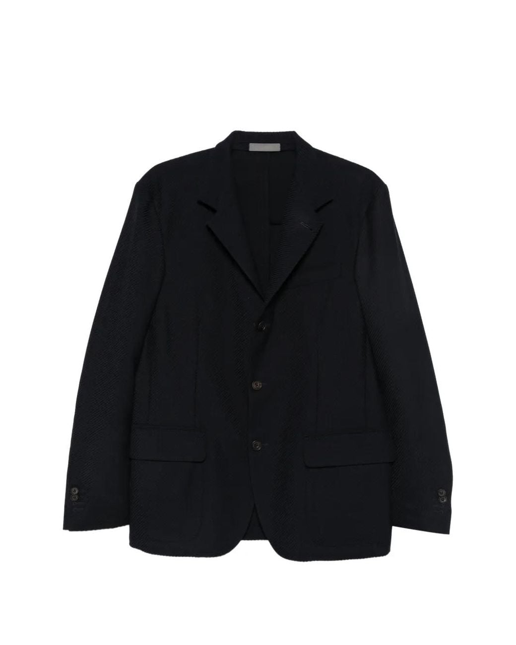 Corneliani Black Textured Single-Breasted Blazer for men