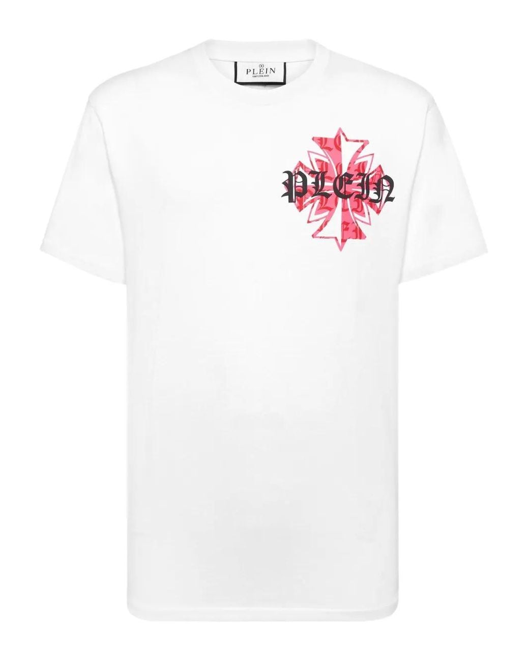 Philipp Plein White Round Neck T-Shirt Worldwide Puffy Crest for men