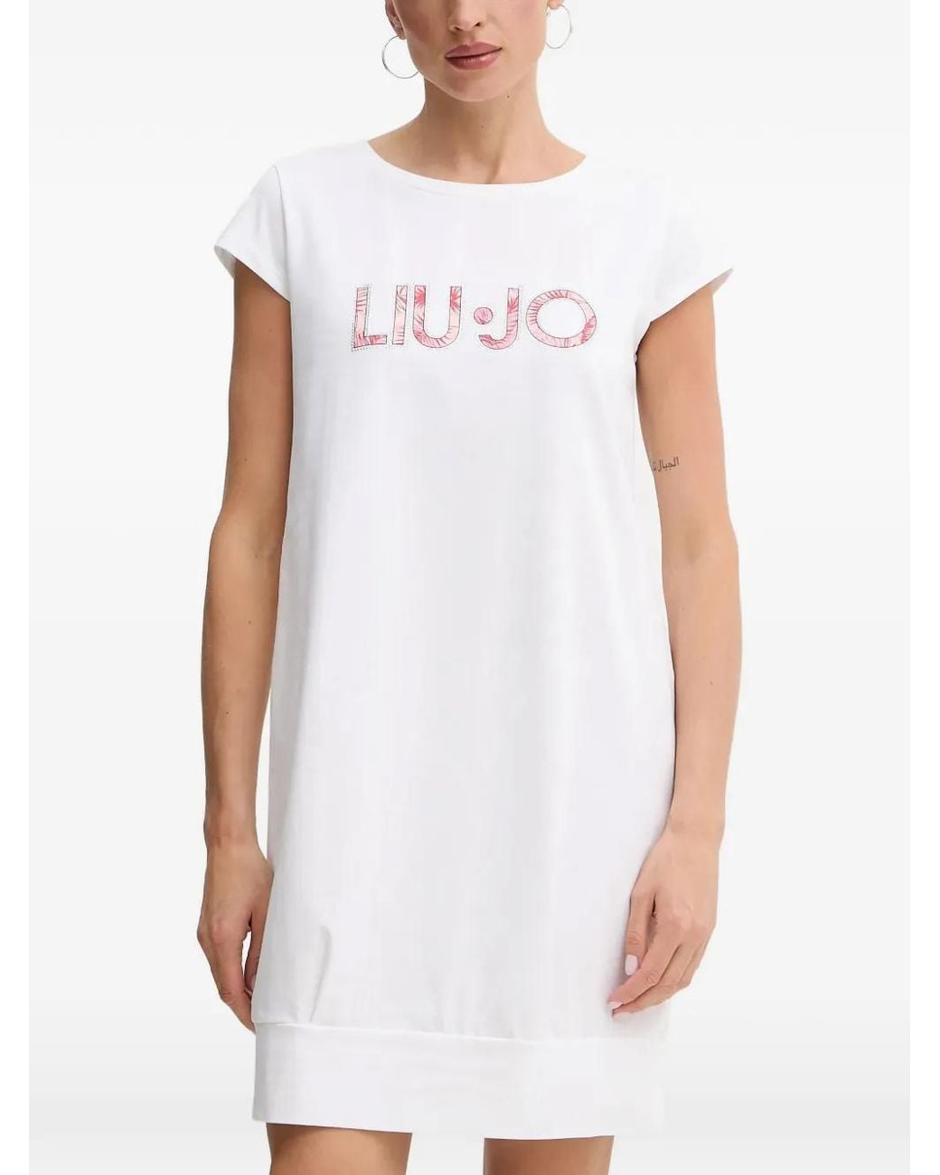 Liu Jo White Logo-Print T-Shirt Mini Dress
