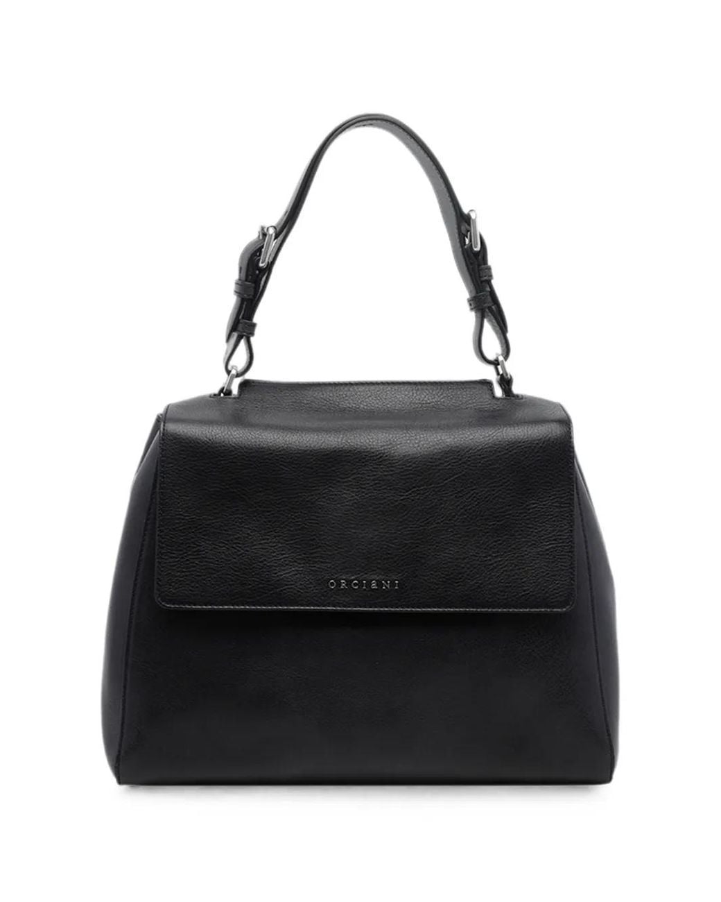 Orciani Black Sveva Leather Medium Handbag