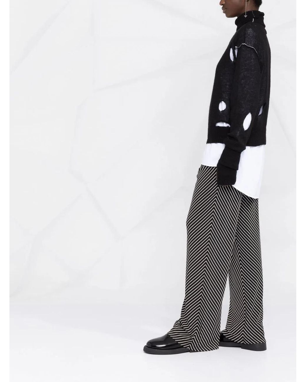 MM6 by Maison Margiela Black Half Glove Sleeves Turtle-neck Jumper