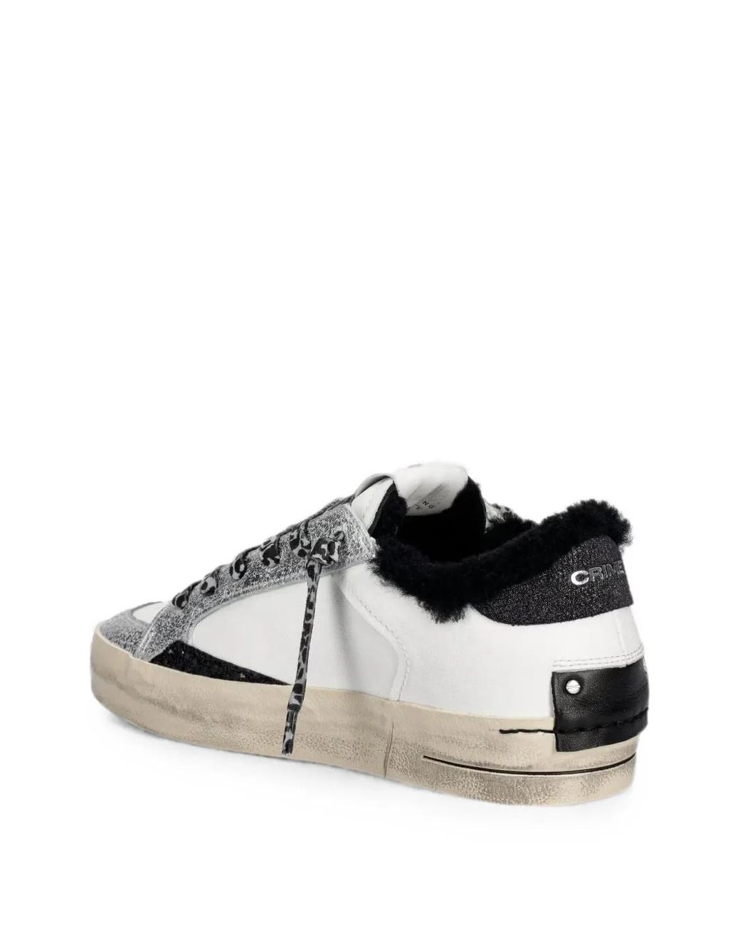 Crime London White Sk8 Deluxe Shearling-Trimmed Sneakers