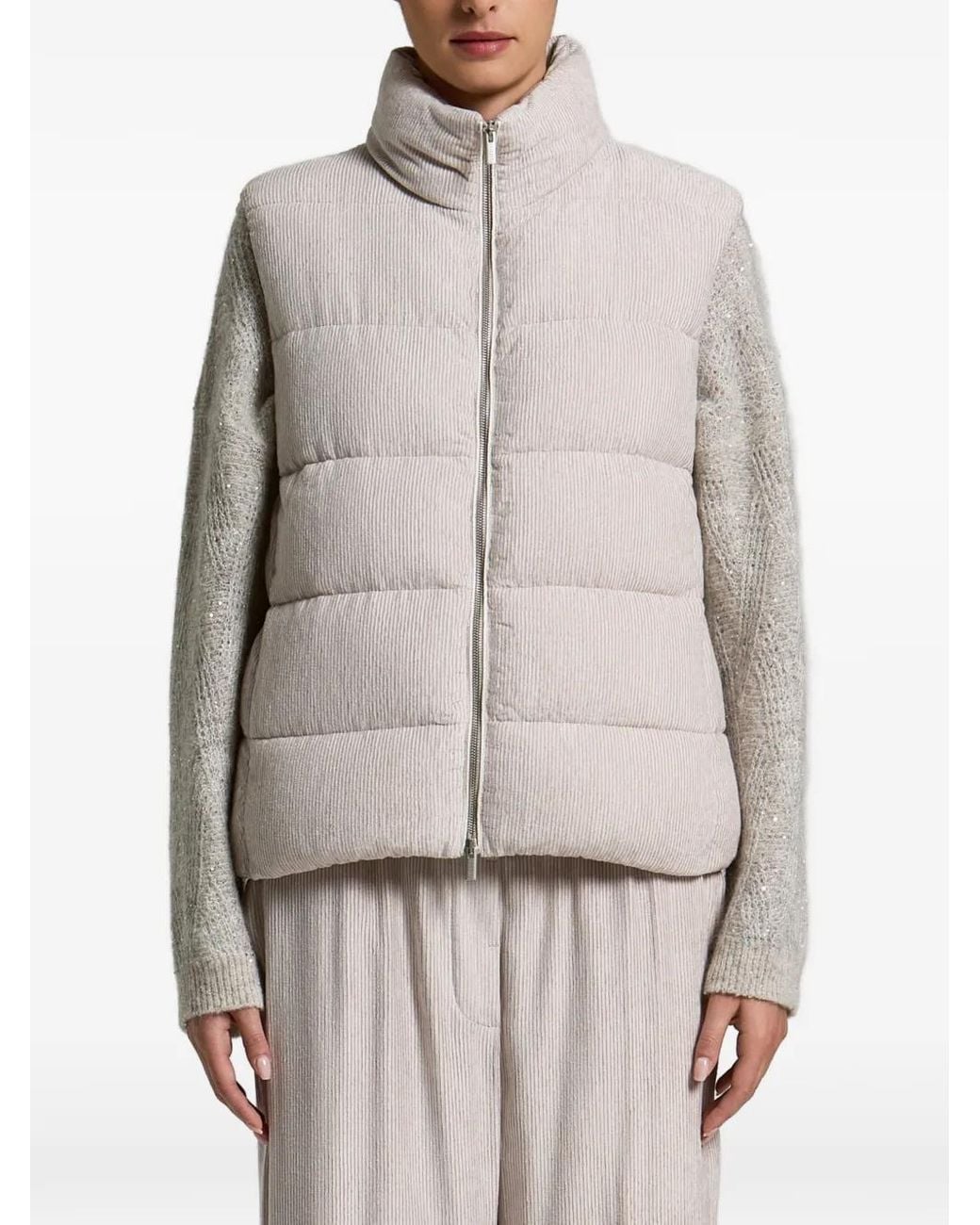 Peserico Gray Quilted Corduroy Gilet