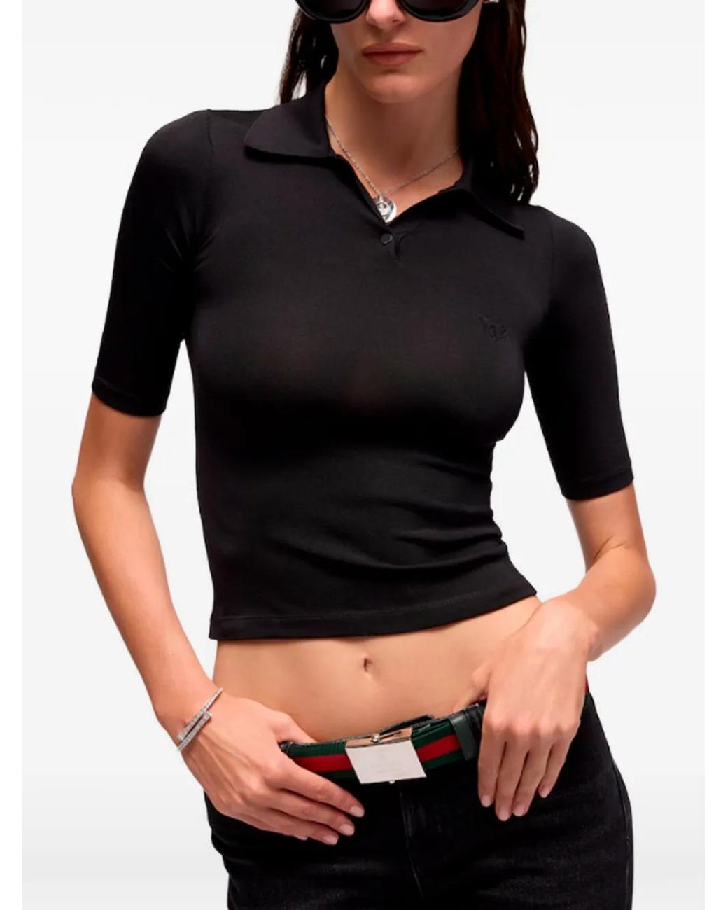 Gucci Black Short-Sleeve Polo Shirt
