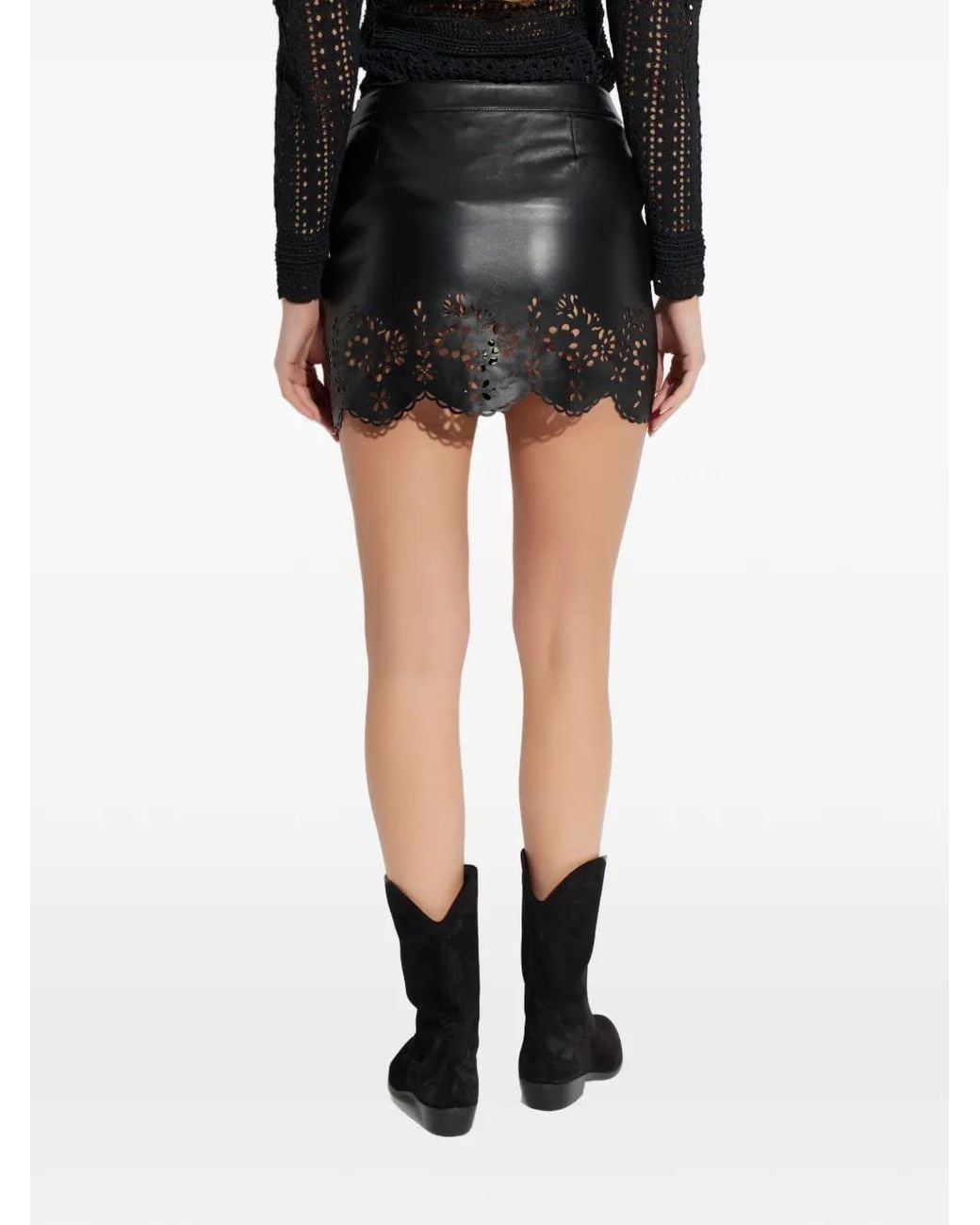 Isabel Marant Black Leather Skirt 'Natea'