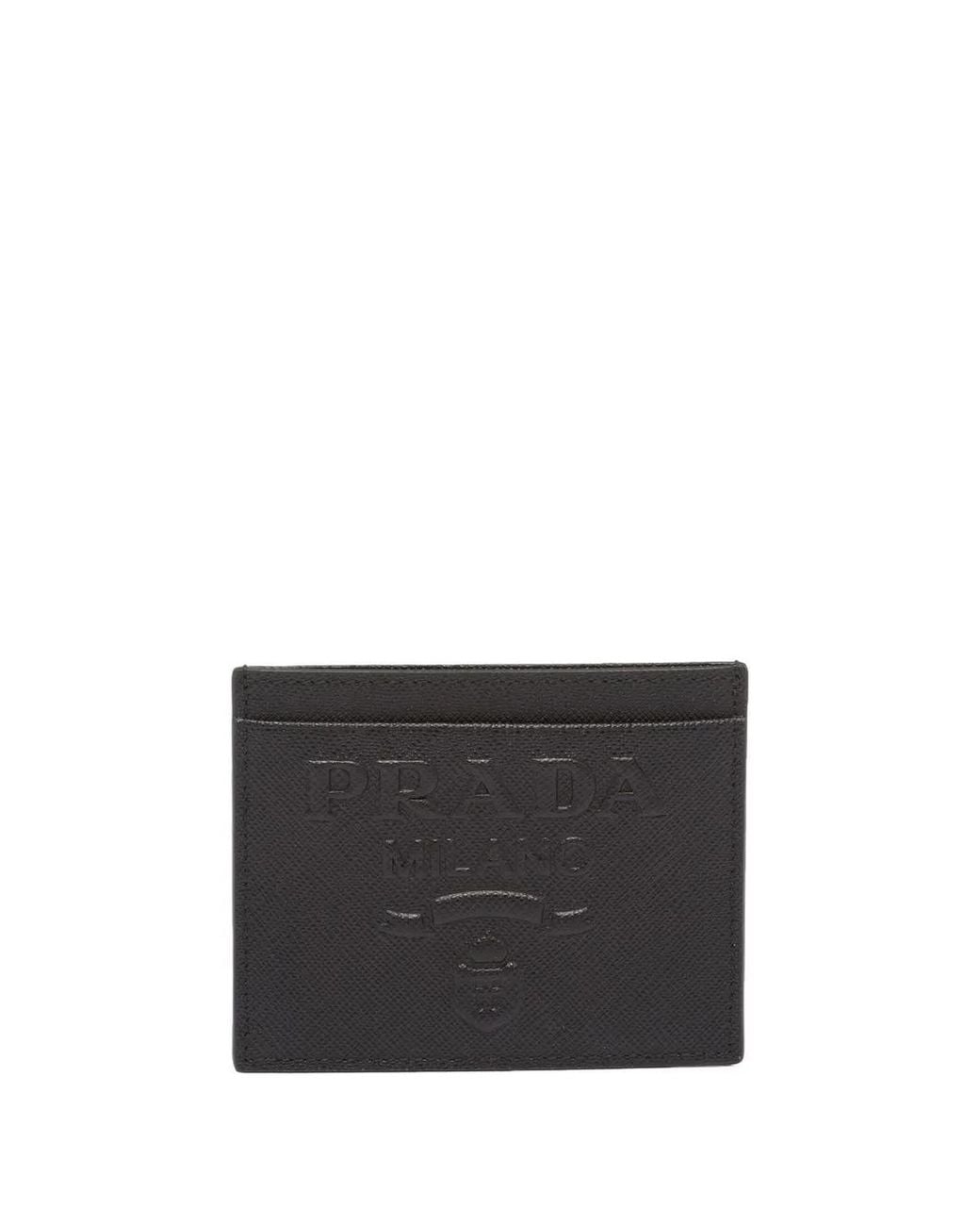 Prada Black Kartenetui Mit Logo-Prägung