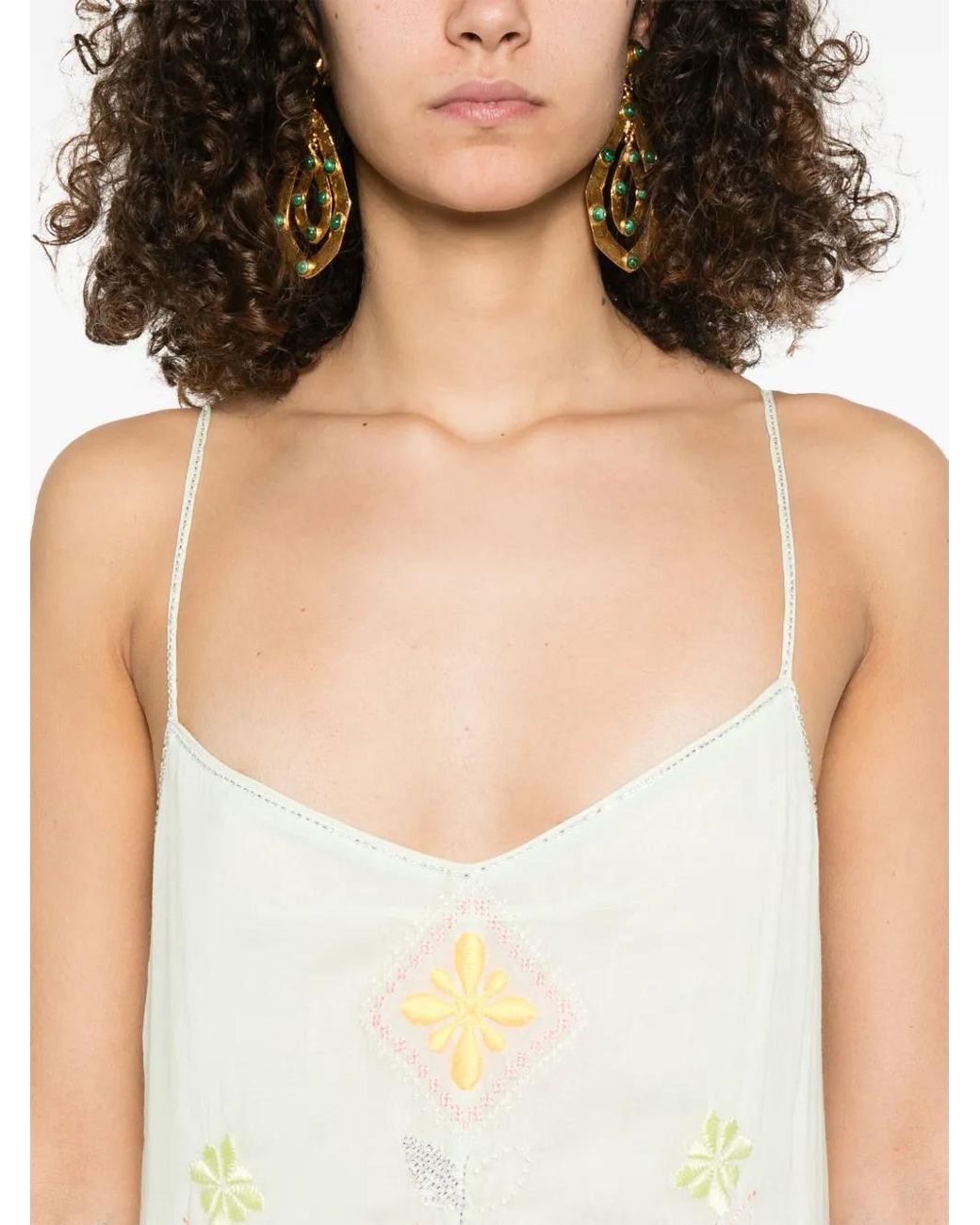 Forte_forte White Geometric-Embroidery Maxi Dress