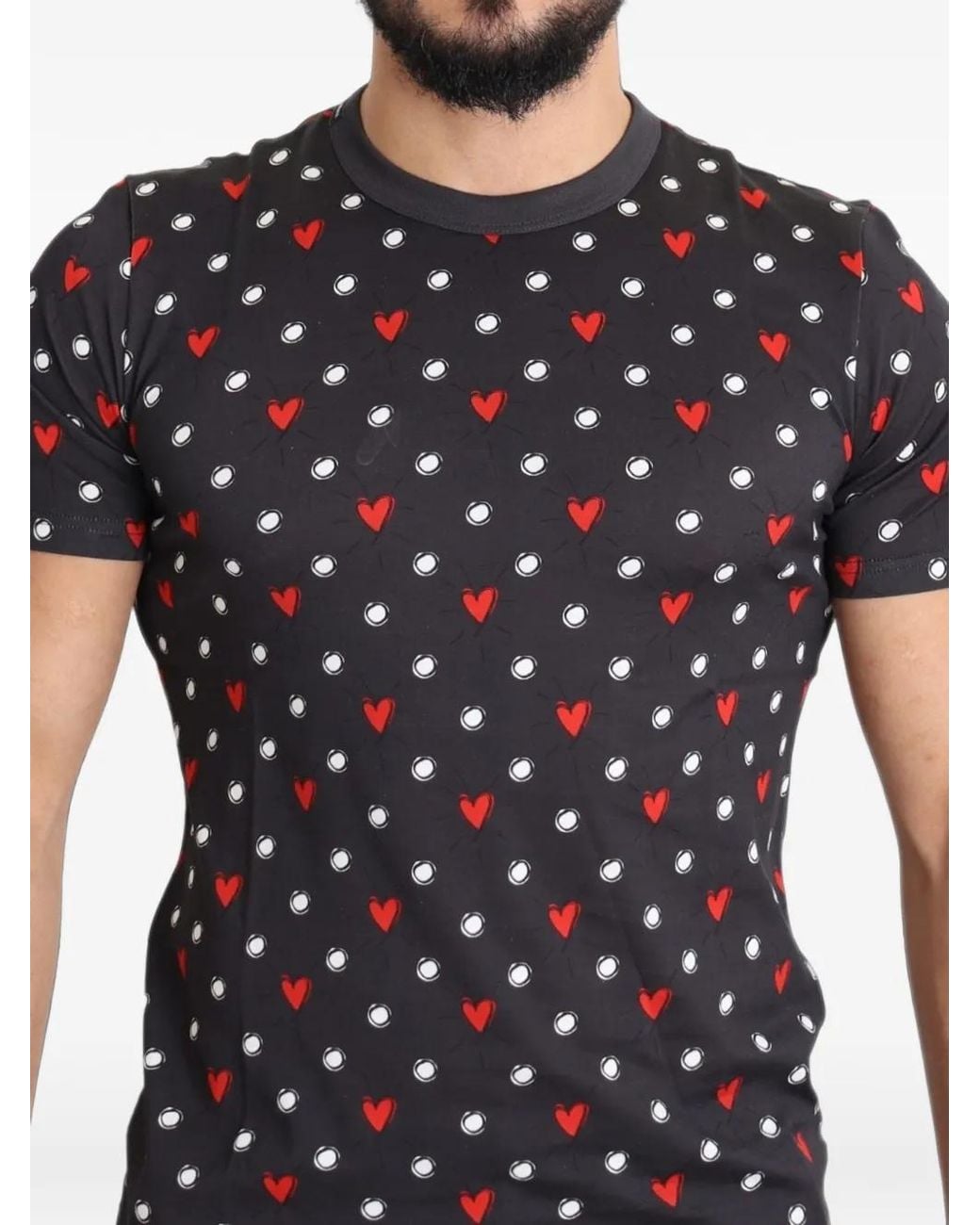 Dolce & Gabbana Black Heart-Print T-Shirt for men
