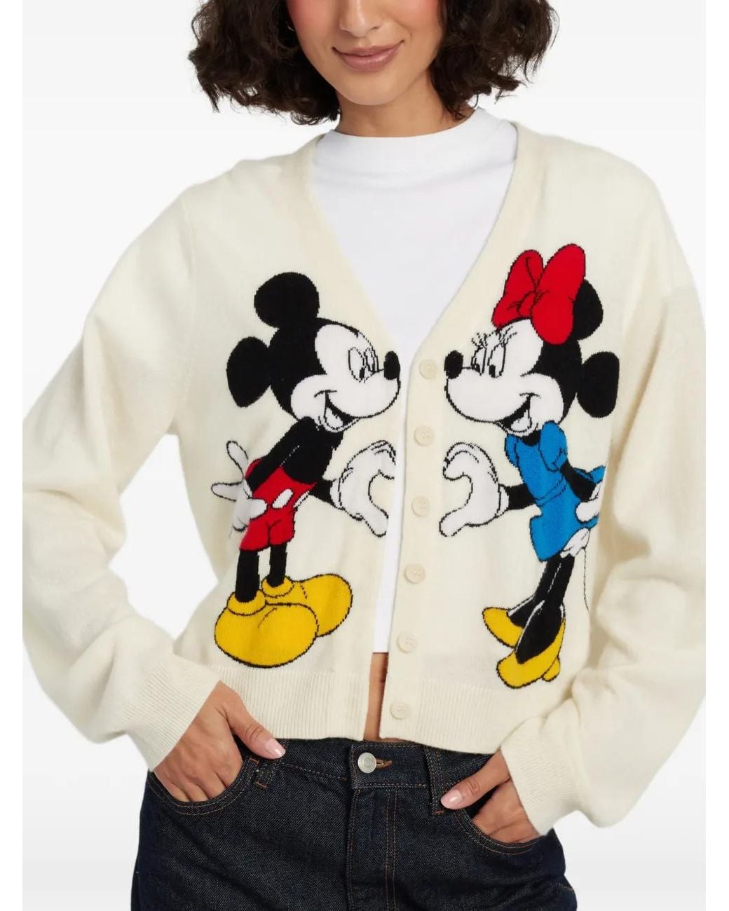 Chinti & Parker White X Disney Mickey Heart's Minnie Cardigan