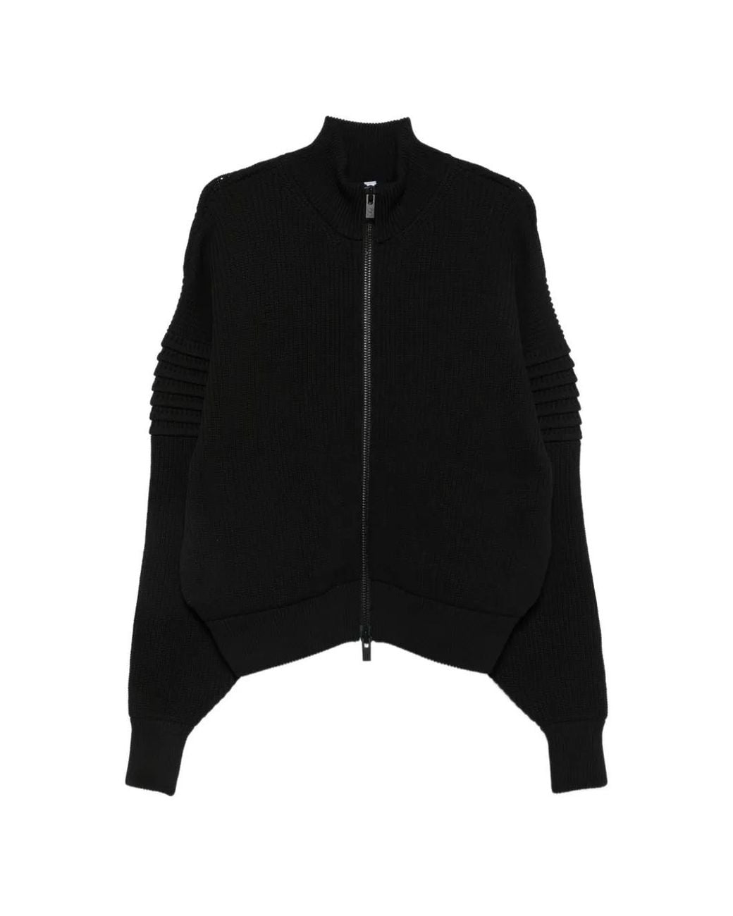 CFCL Black Ribbed-Knit Zip-Up Cardigan for men