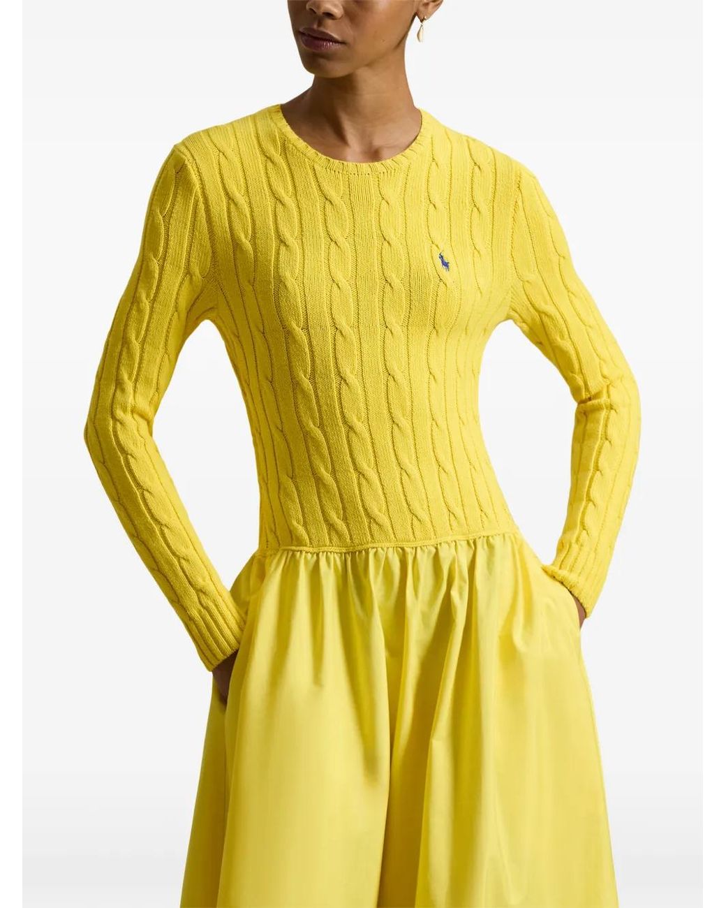 Polo Ralph Lauren Cable-Knit Bodice Cotton Dress in Yellow | Lyst Canada Polo Ralph Lauren Cable-Knit Bodice Cotton Dress in Yellow | Lyst Canada
