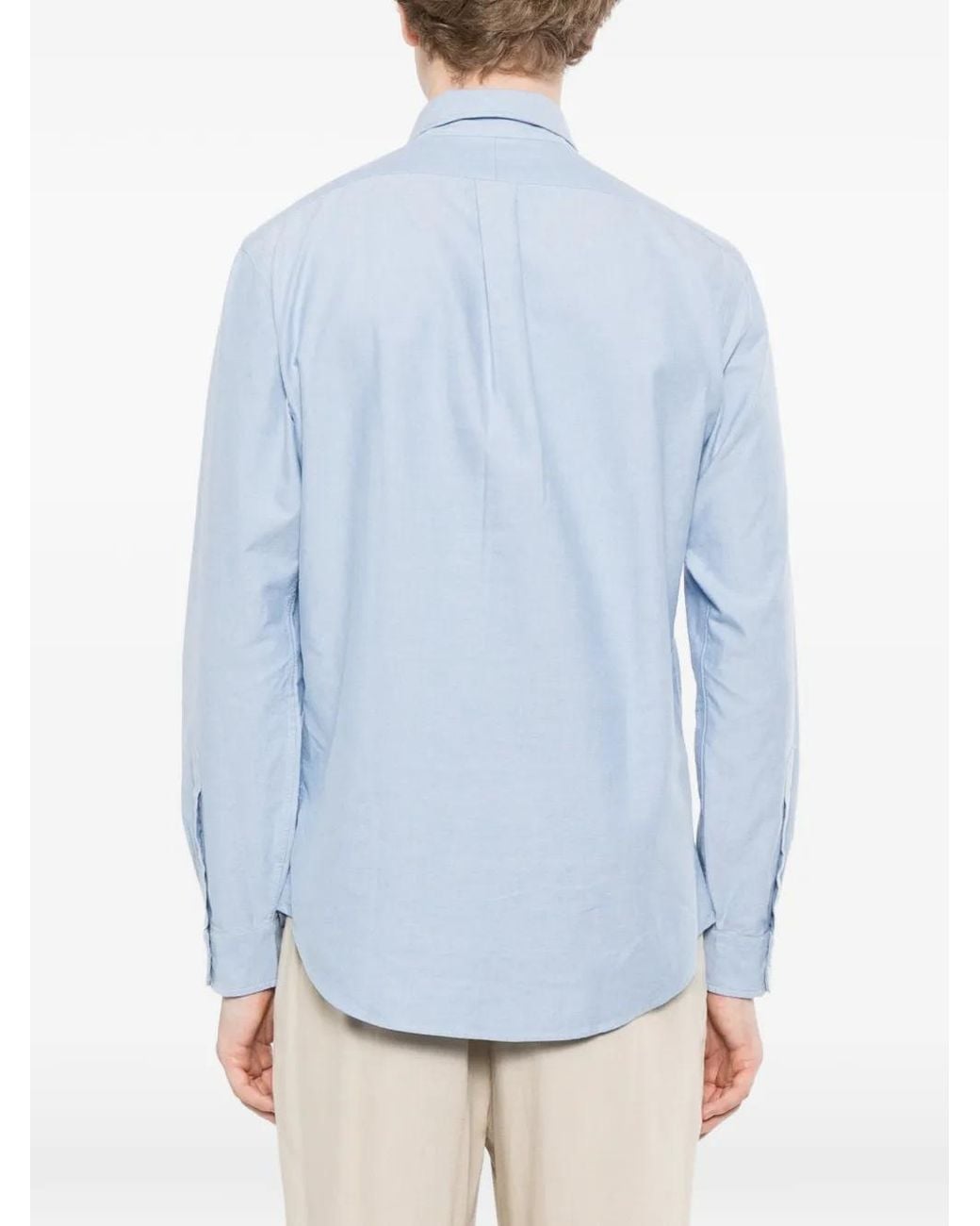 Polo Ralph Lauren Blue Logo-Embroidered Oxford Shirt for men