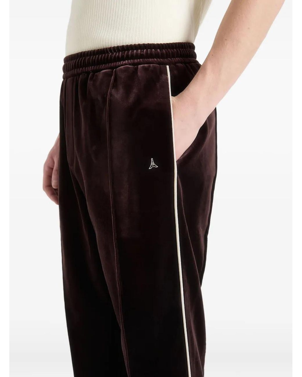 Manière De Voir Black Eiffel Velour Track Pants for men