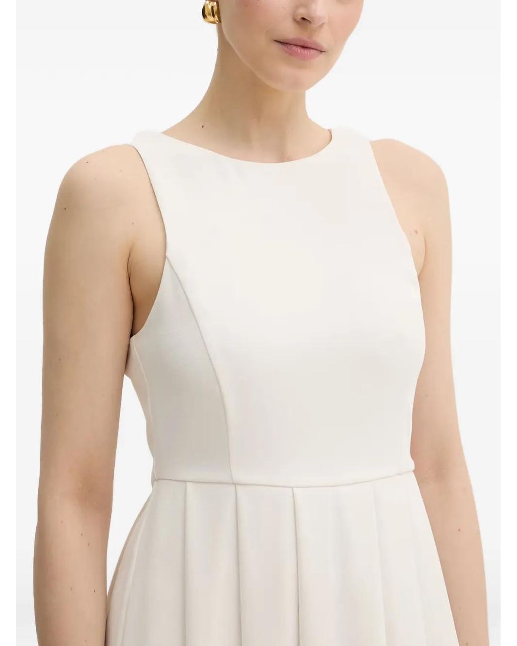 ARMANI EXCHANGE White Pleated Sleeveless Mini Dress