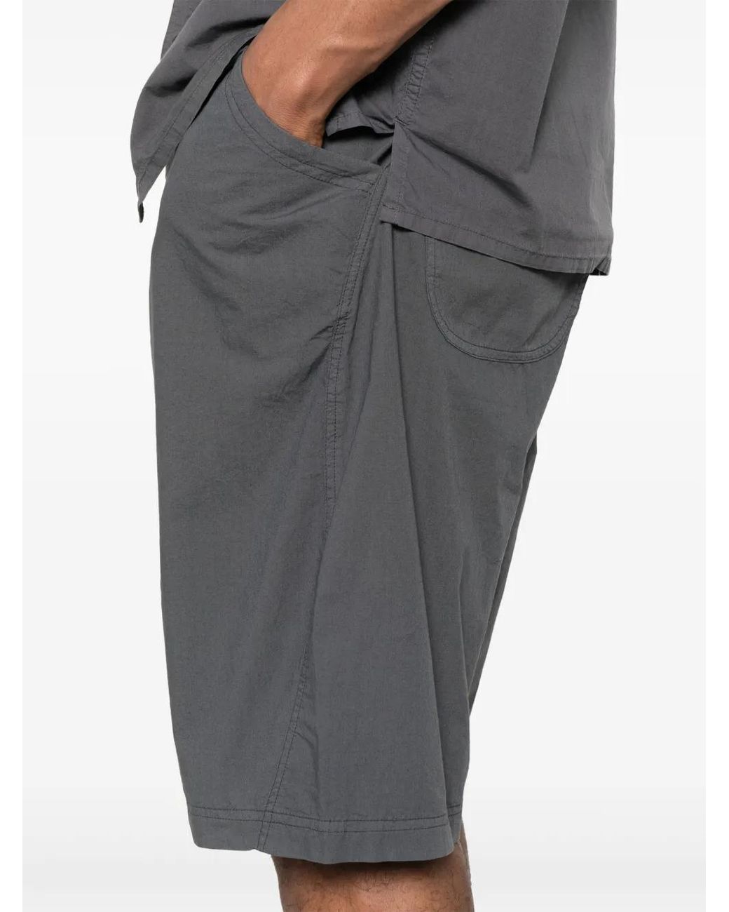 YMC Gray Twisted Seam Shorts for men