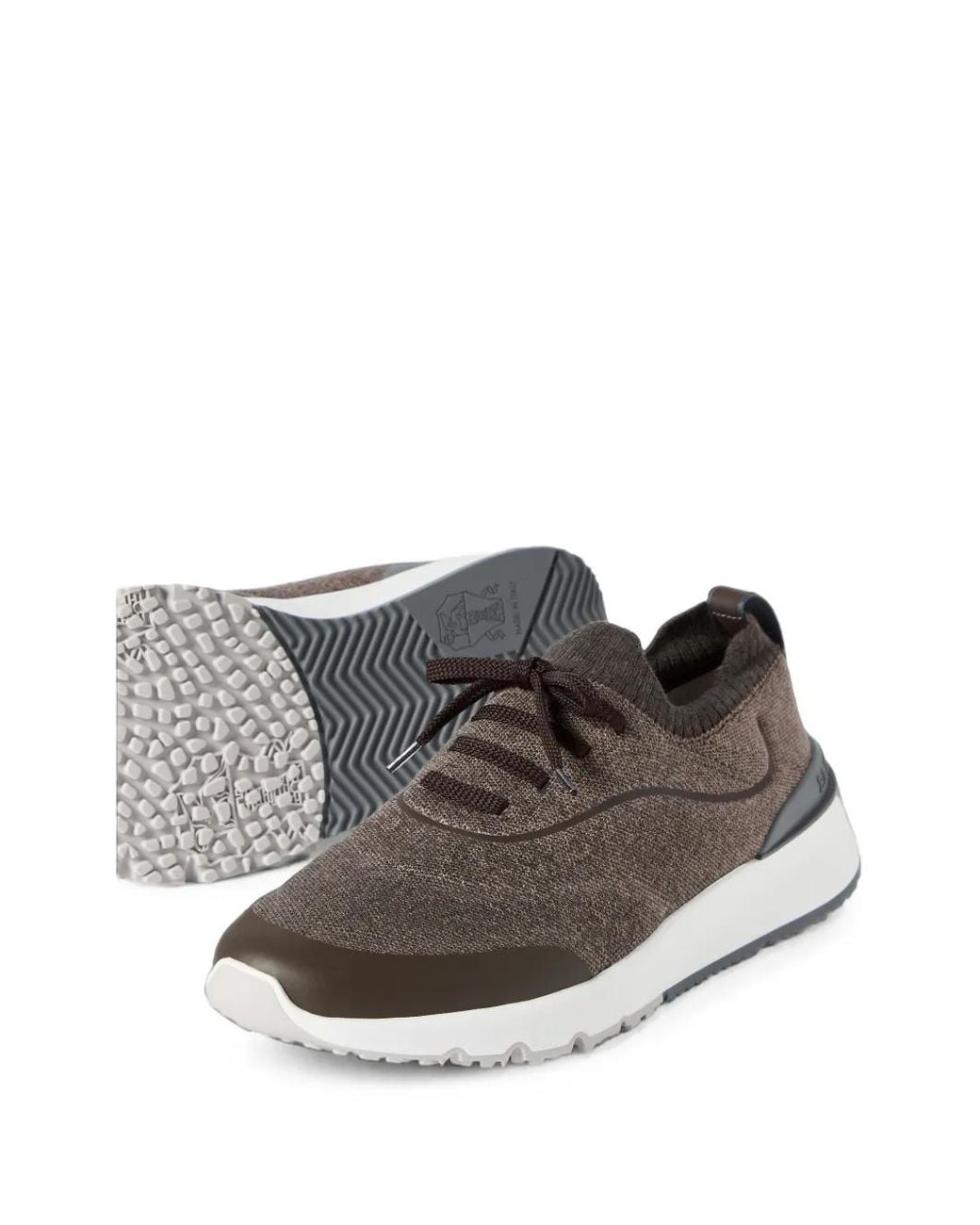 Brunello Cucinelli Gray Knit Sneakers for men