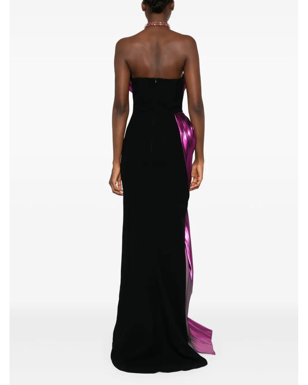 Gaby Charbachy Purple Metallic-Effect Mermaid Gown
