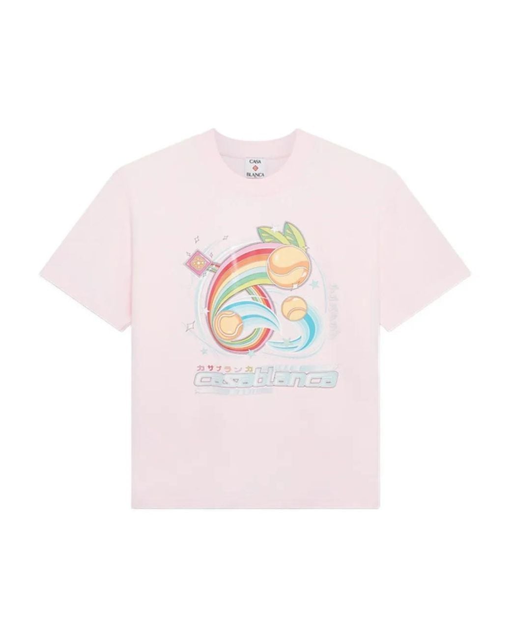 Casablanca Pink Manga Tennis Graphic Print T-Shirt