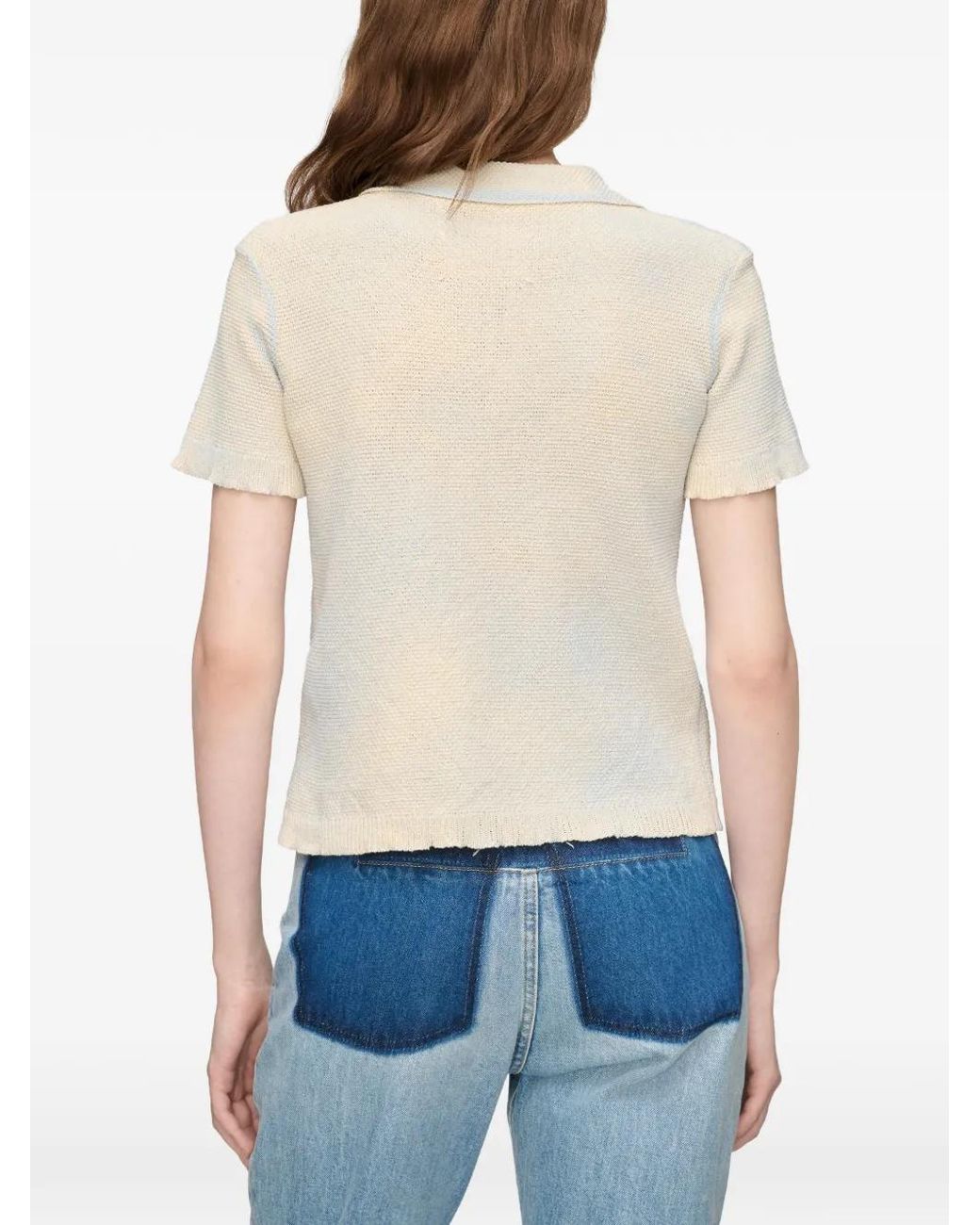 Maison Margiela White Stamped Cotton Knit Polo