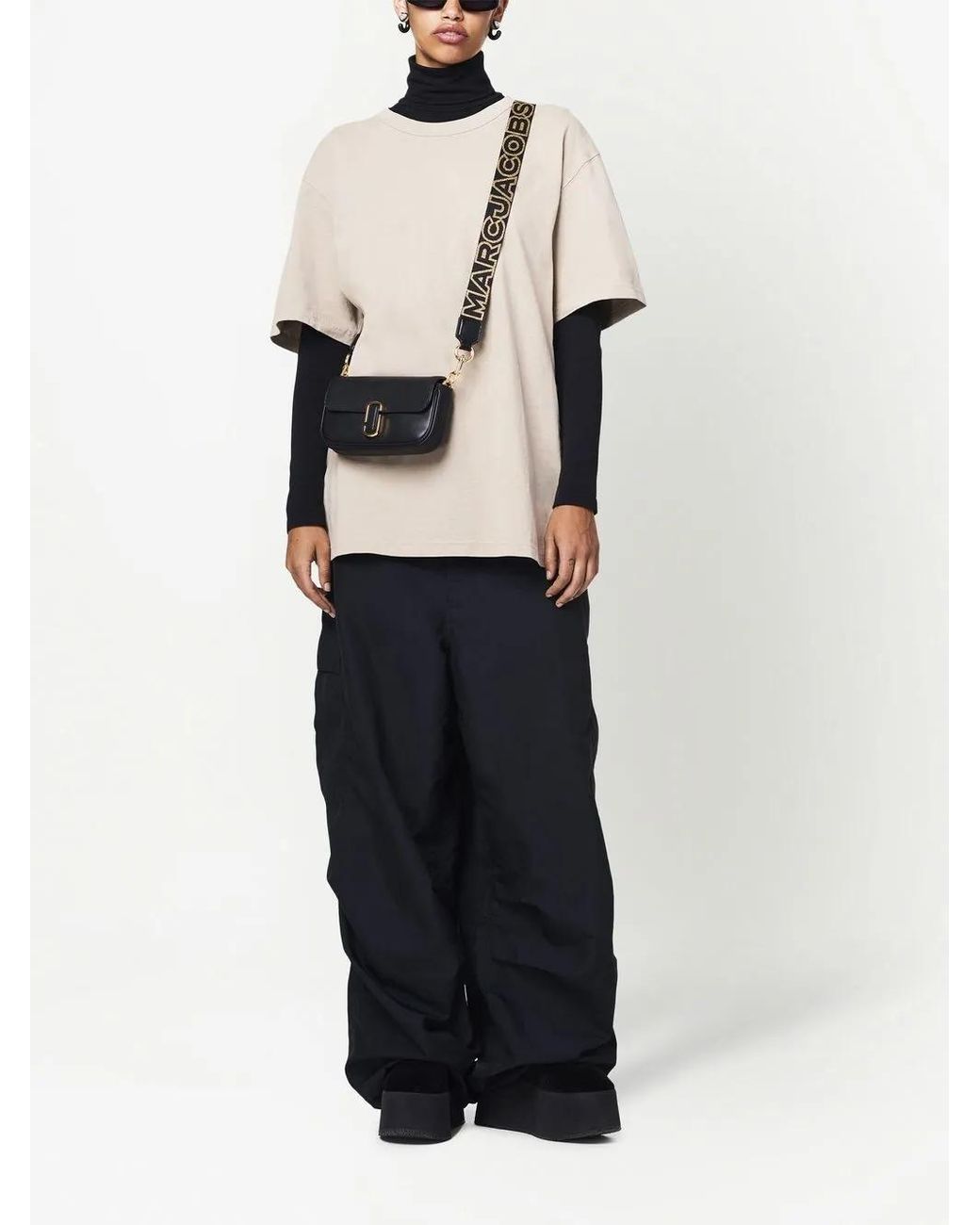 Marc Jacobs Black The Thin Outline Logo Webbing Strap