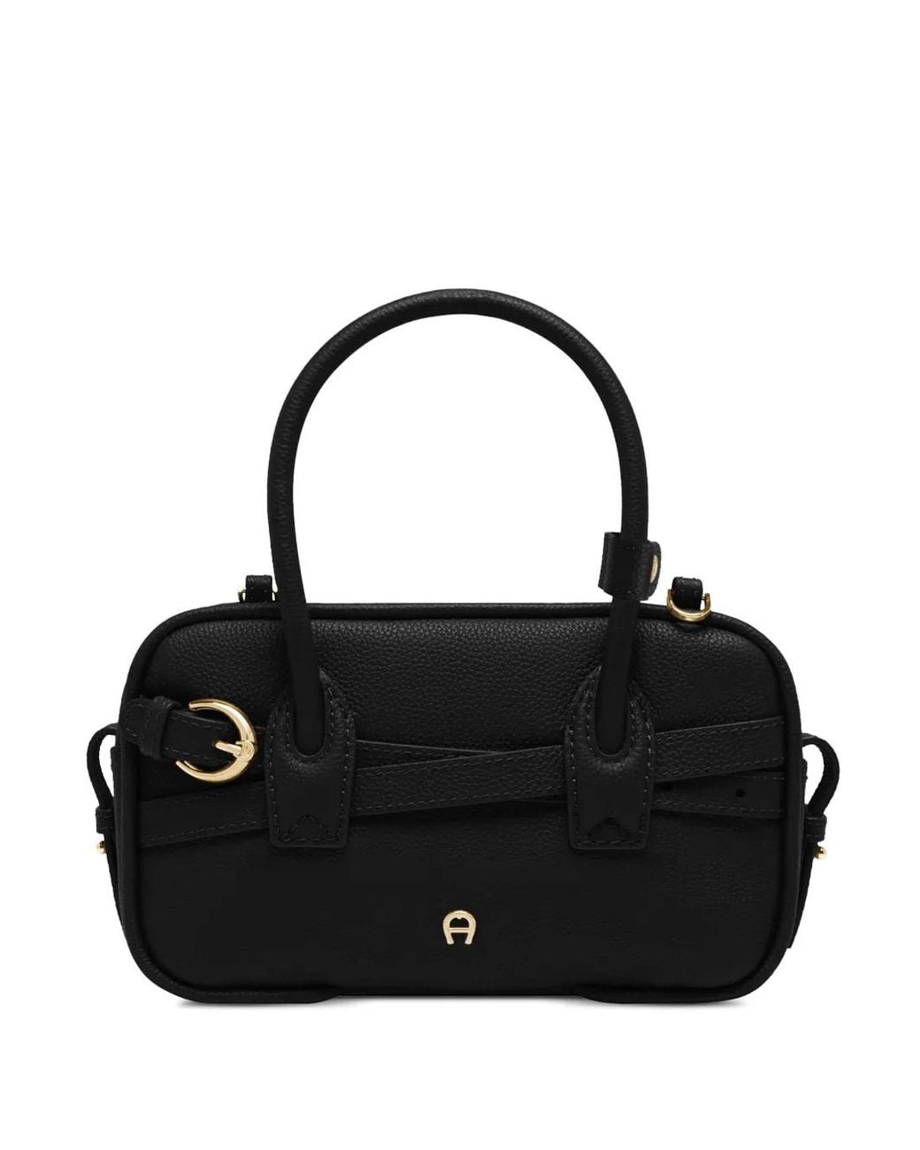 Aigner Black Xs Whip Cintura Buckle-Detail Leather Shoulder Bag