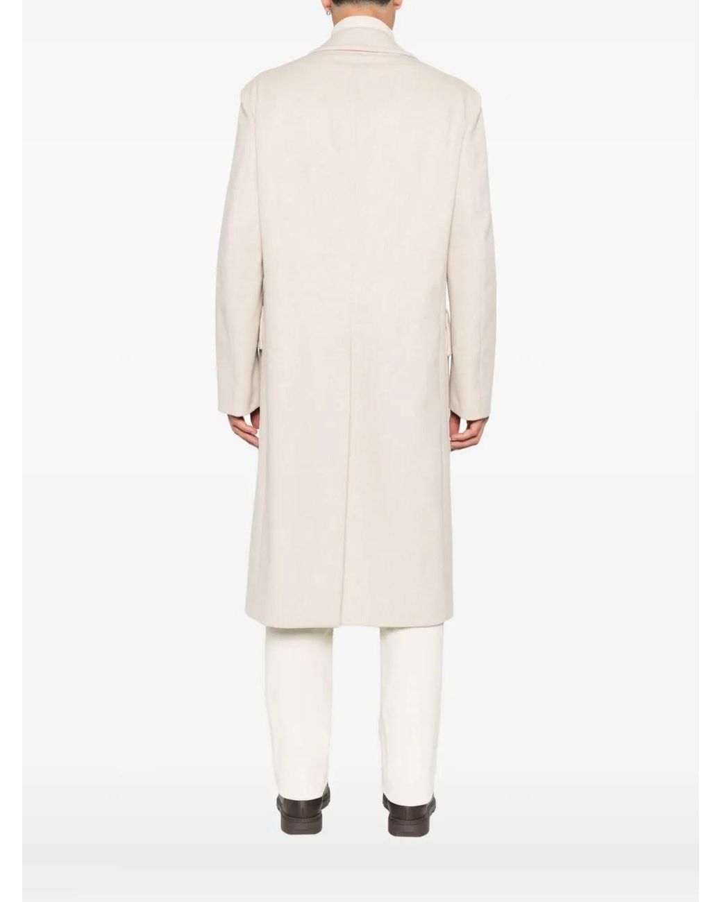Lardini Natural Double-Breasted Coat for men