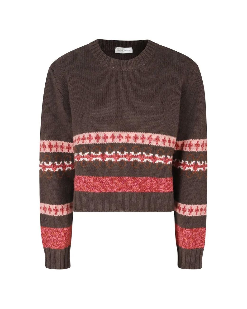 Roberto Collina Red Intarsia-Knit Wool Sweater