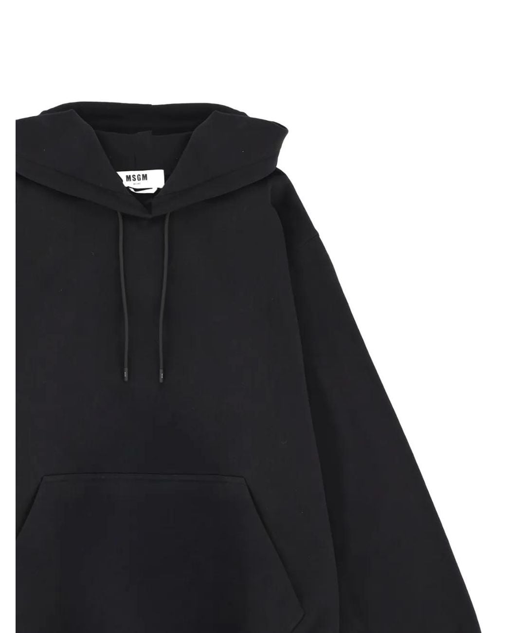 MSGM Black Drawstrings Hoodie for men