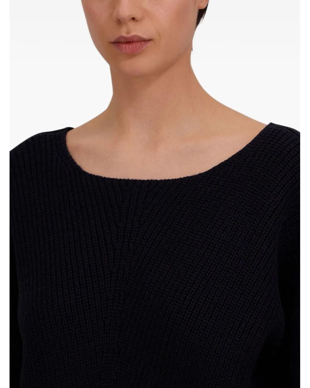 Herno Blue Corncob-Stitch Boat-Neck Sweater