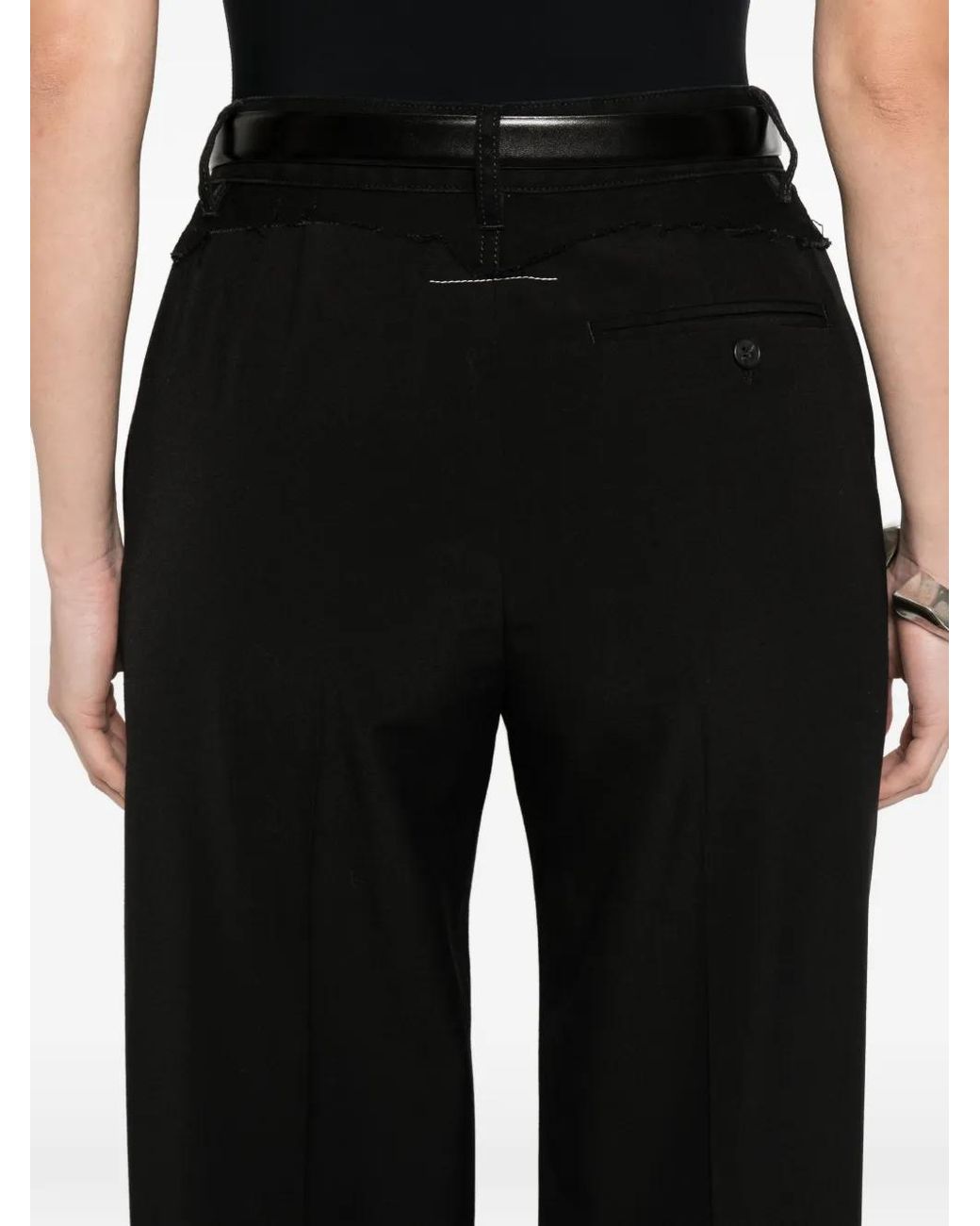 MM6 by Maison Margiela Black Tailored Trousers With Denim Waistband