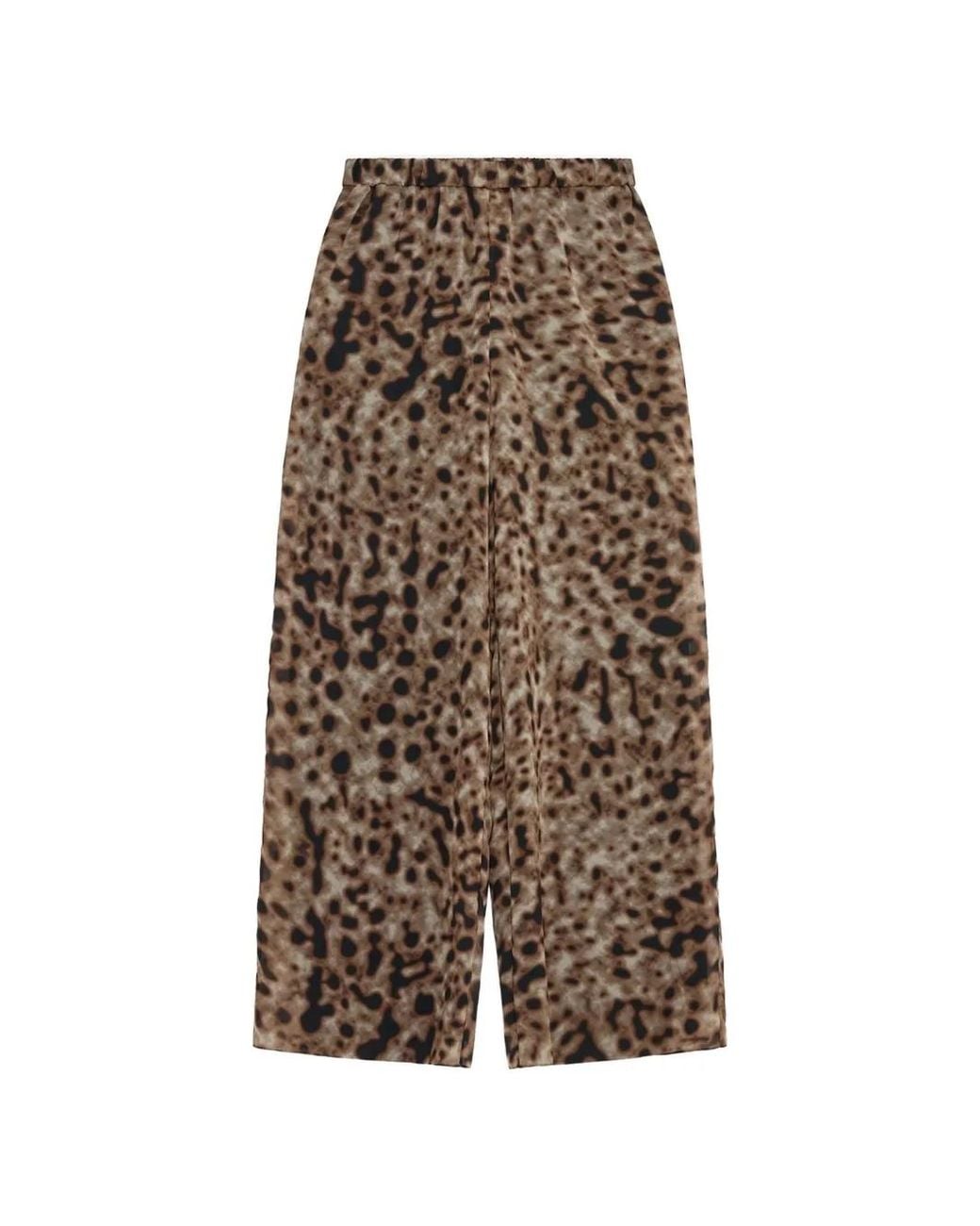 16Arlington Brown Rocco Leopard-Print Chiffon Trousers
