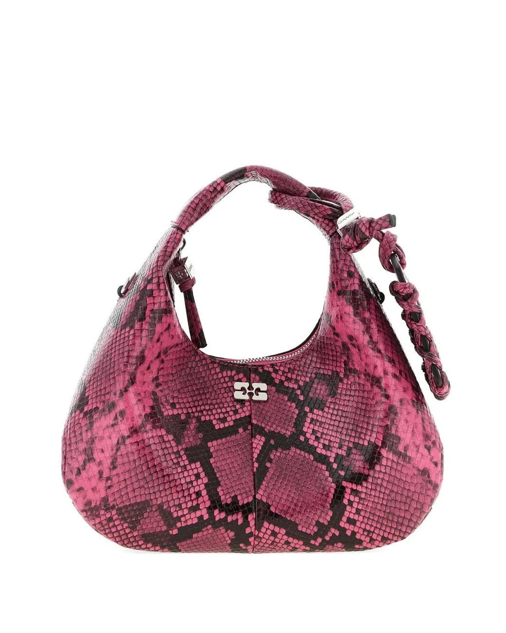 Ganni Pink Snake-Print Mini Bag