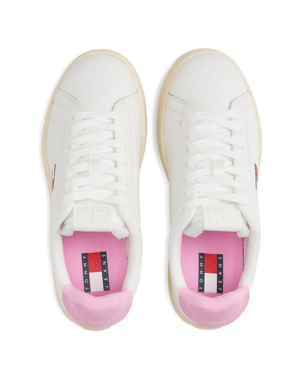 Tommy Hilfiger White Court Logo-Patch Leather Sneakers