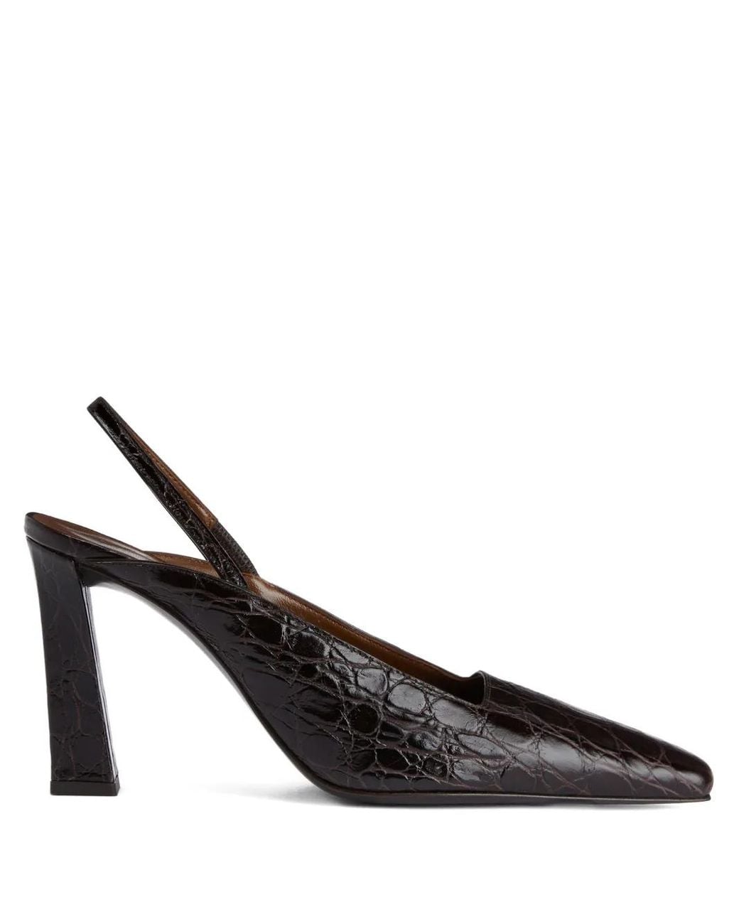 Giuseppe Zanotti Black 90Mm Brendha Crocodile-Effect Slingback Pumps