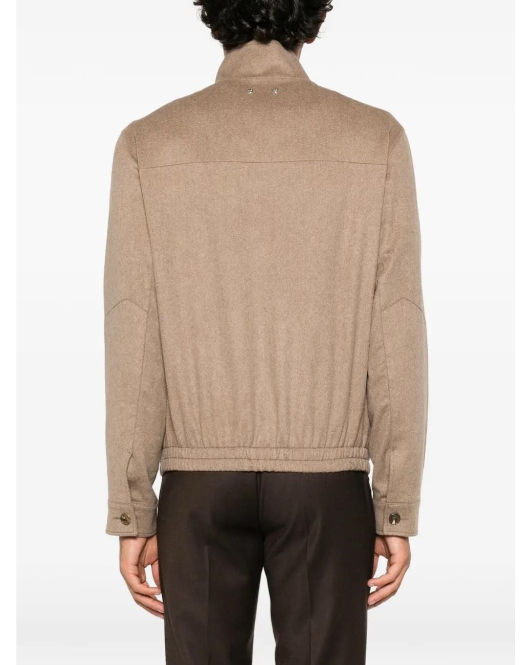 Jacob Cohen Natural High-Neck Elasticated-Hem Jacket for men
