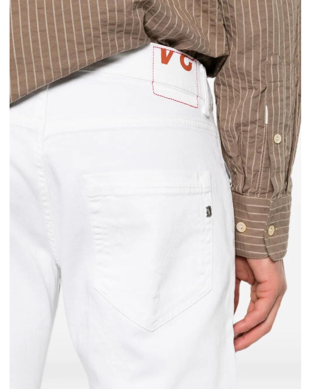 Dondup White Mius Distressed Jeans for men