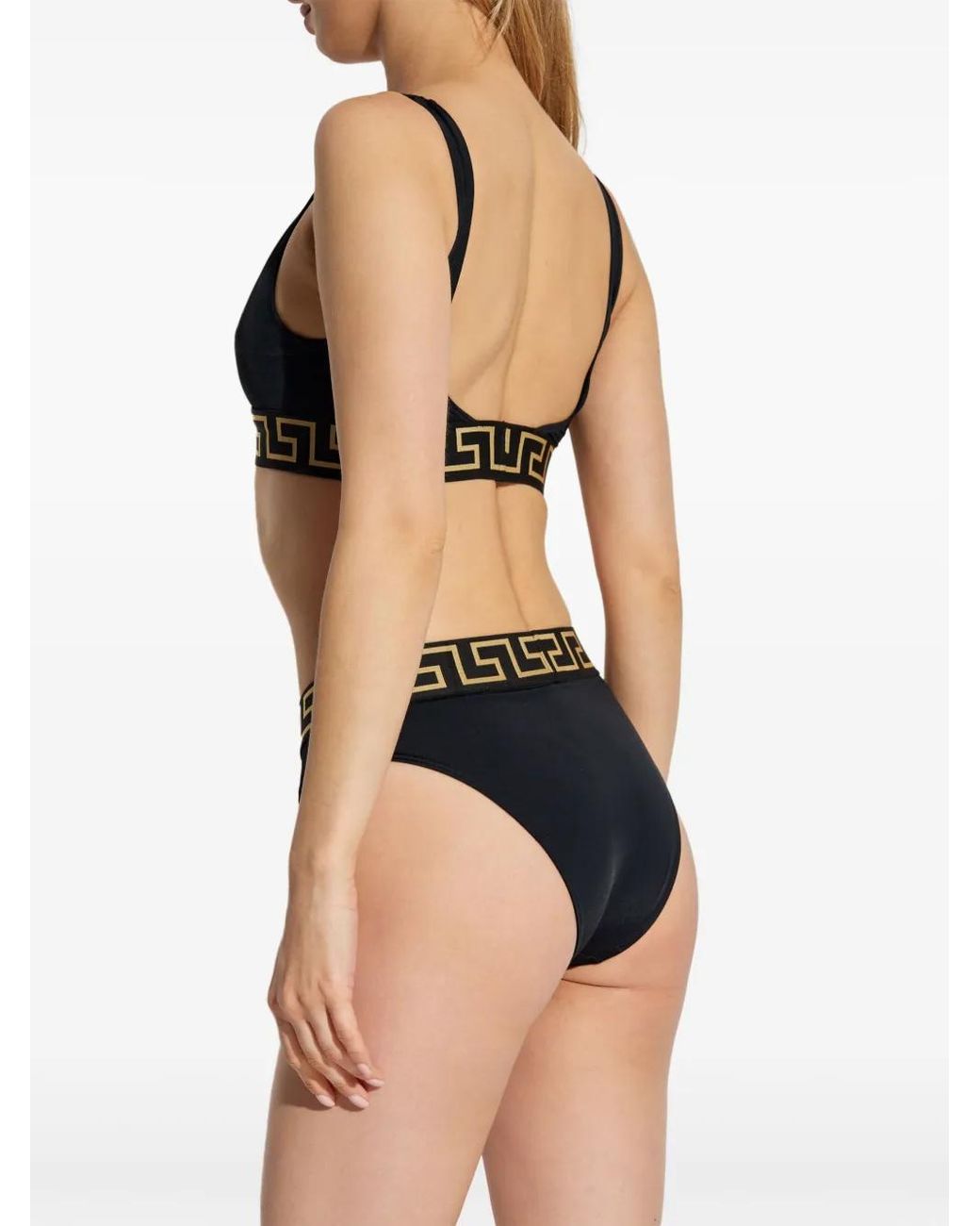 Versace Black Greca Motif Bikini Bottoms