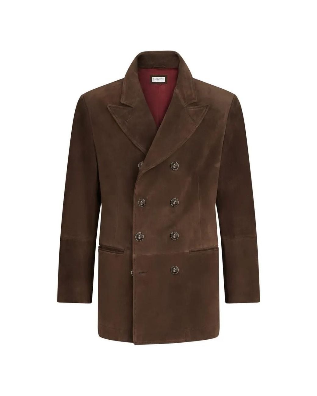 Brunello Cucinelli Brown Veste En Daim À Revers Crantés for men