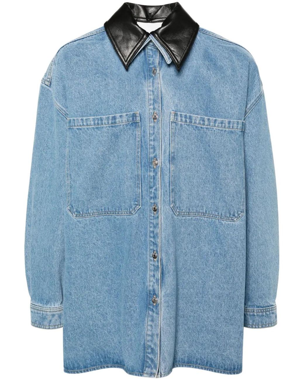 Nanushka Blue Contrasting-Collar Denim Shirt Jacket