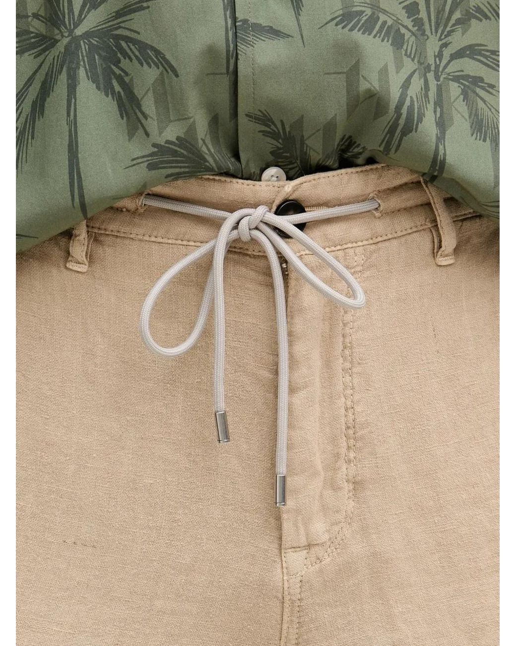 Karl Lagerfeld Natural Drawstring-Fastening Straight-Leg Trousers for men