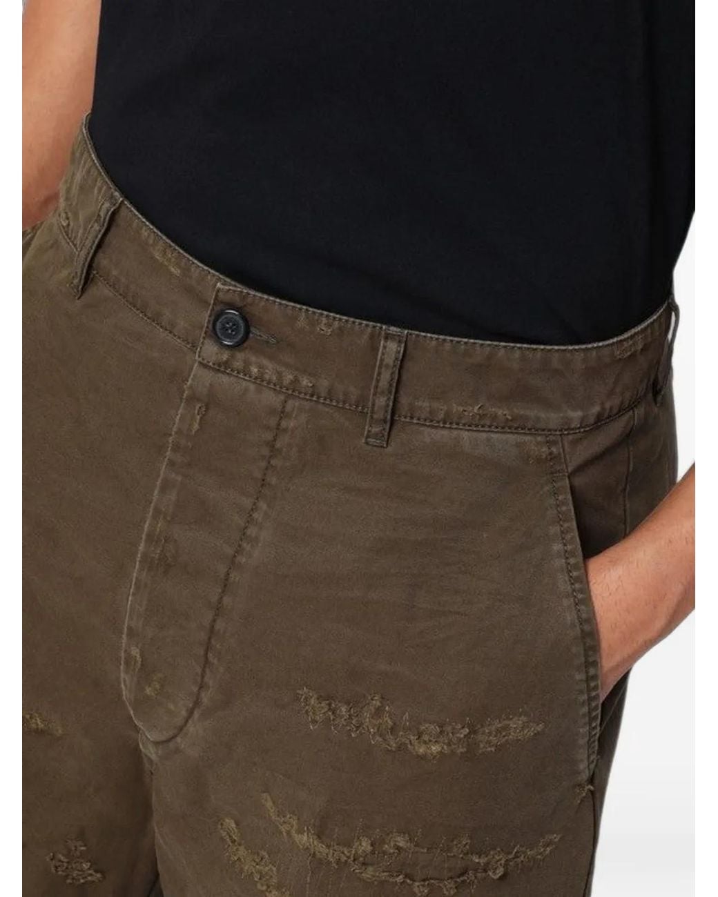 DSquared² Brown Distressed-Effect Wide-Leg Trousers for men