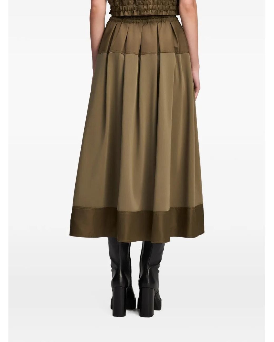 Cinq À Sept Green Elisabetta Pleated-Panel Midi Skirt