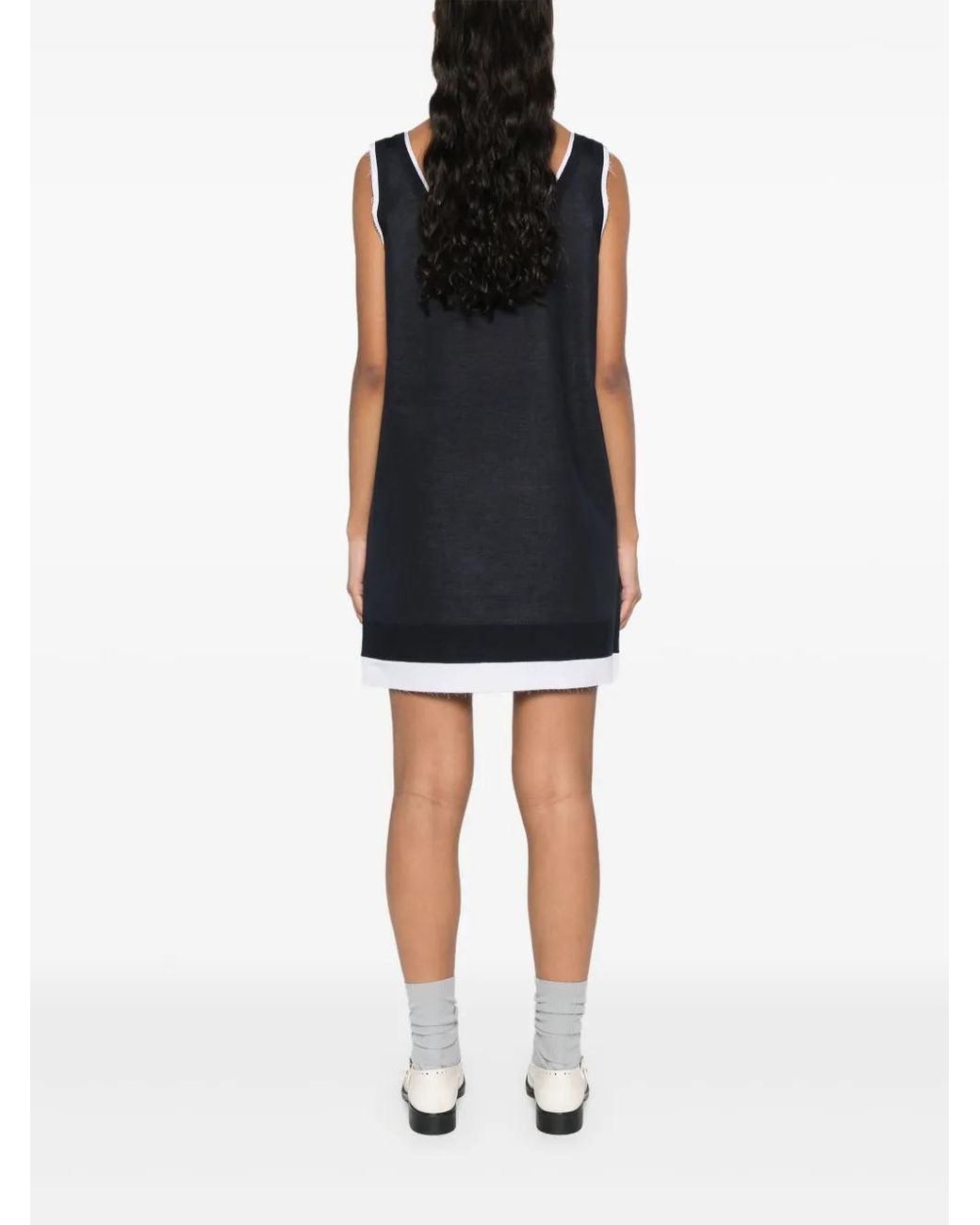 Miu Miu Black Knitted Poplin Mini Dress
