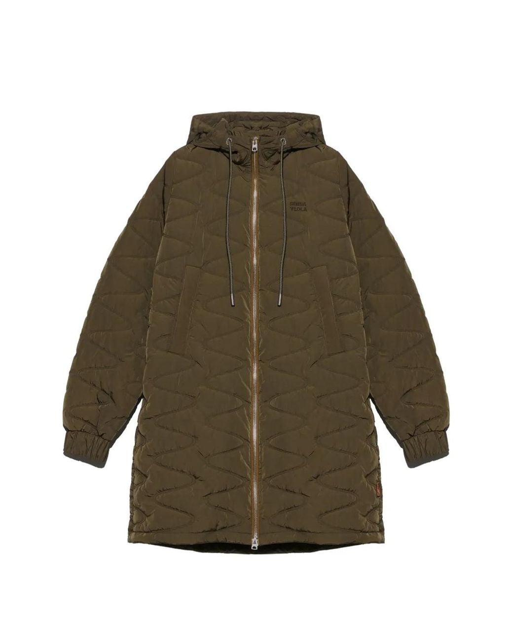Bimba Y Lola Green Khaki Mid-Length Padded Puffer