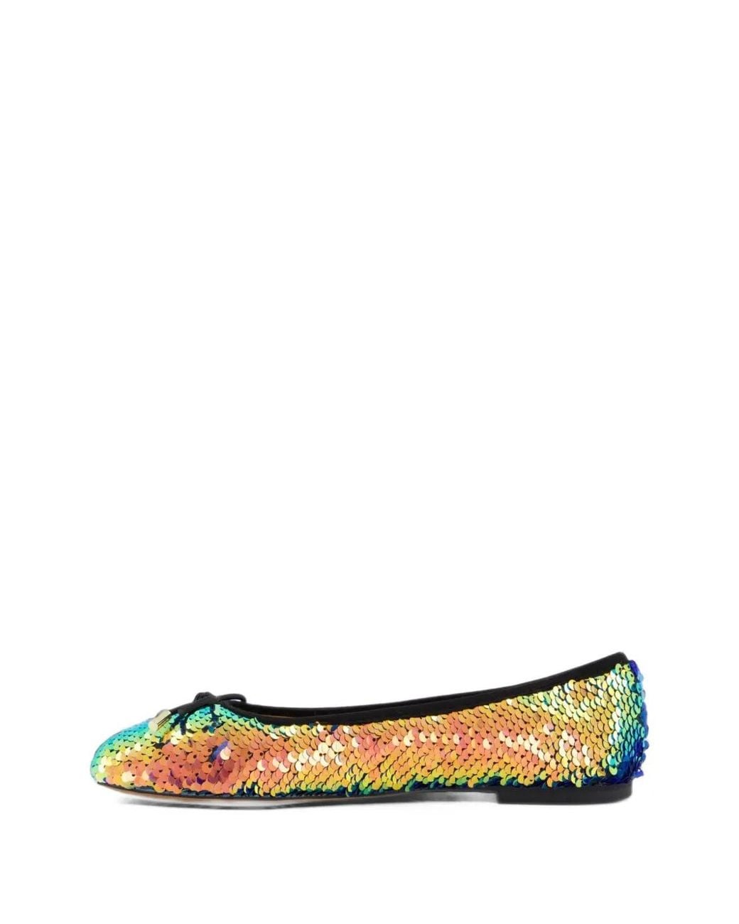 Inuovo Green Sequin-Embellished Ballet Flats