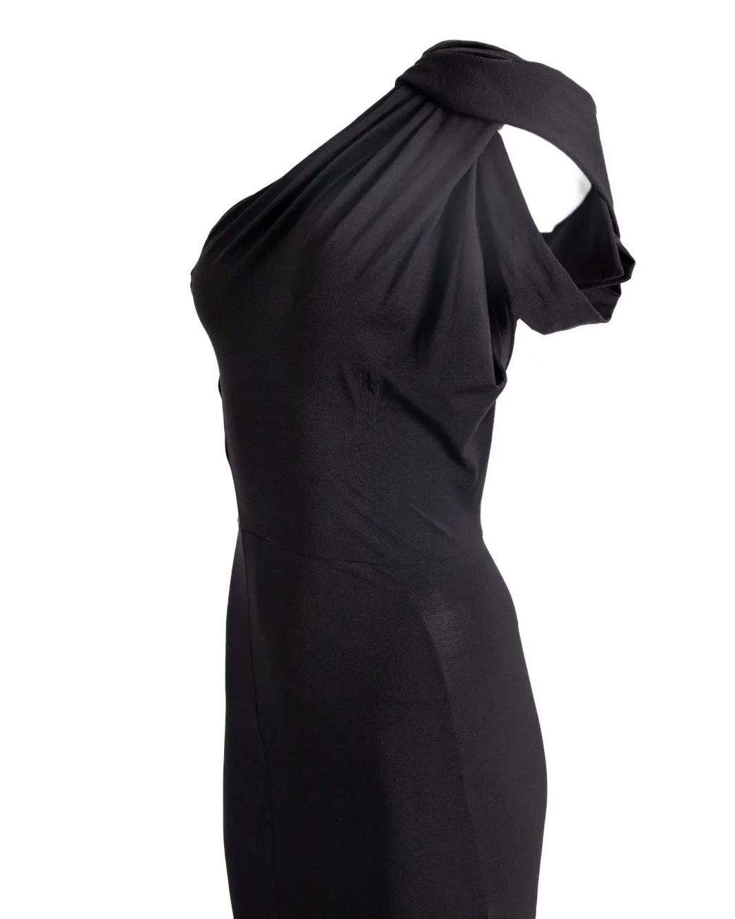 Rick Owens Blue Draped One-Shoulder Midi Dress