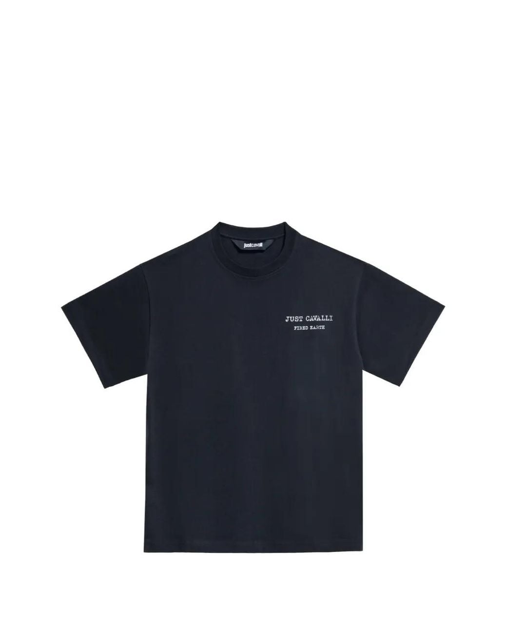 Just Cavalli Blue Logo-Print Deer-Graphic T-Shirt for men