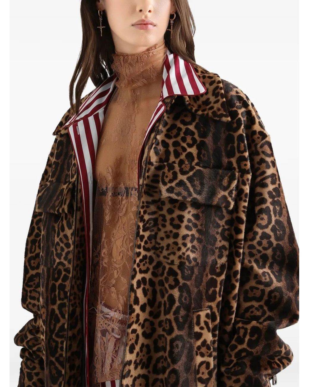 Dolce & Gabbana Brown Pony Leo Shirt-Style Jacket